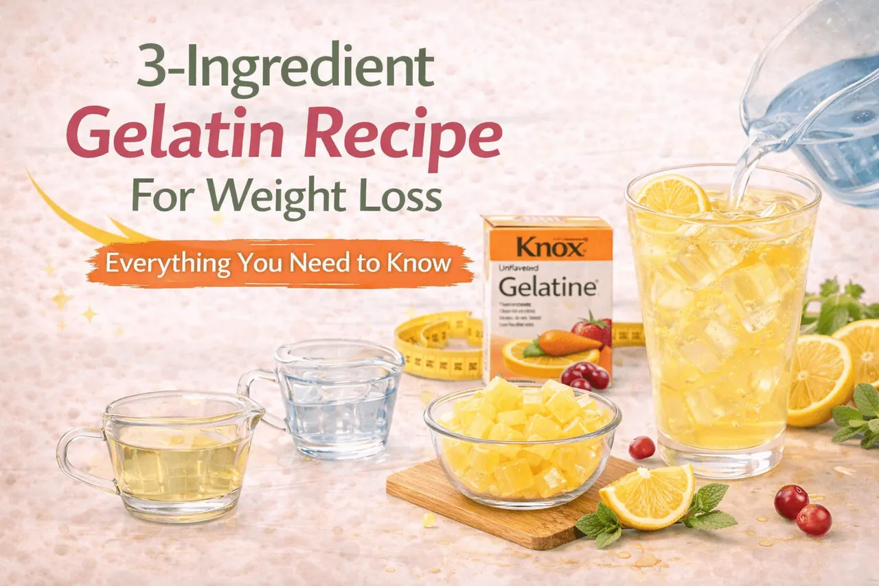 3-ingredient gelatin recipe for weight loss no sugar on white marble surface