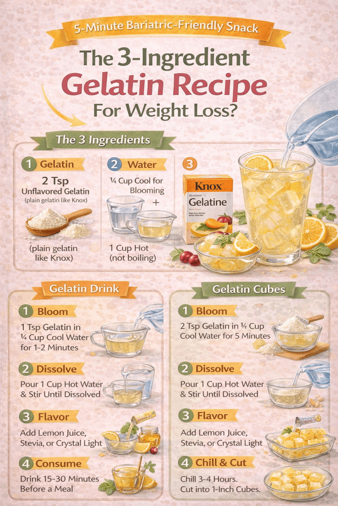 The 3-Ingredient Gelatin Trick (5-Minute Bariatric-Friendly Snack) The 3-Ingredient Gelatin Trick (5-Minute Bariatric-Friendly Snack)